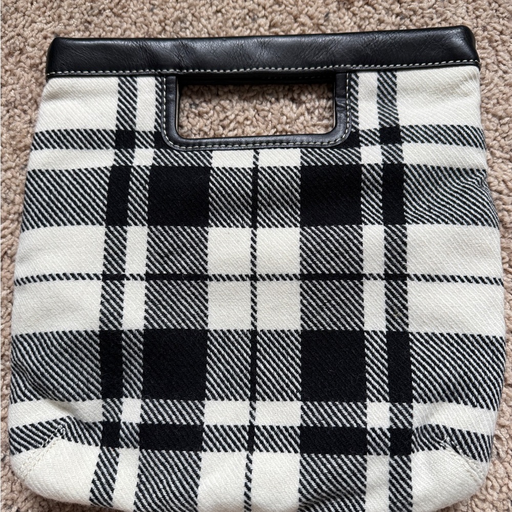 Banana Republic Black and White Plaid Clutch